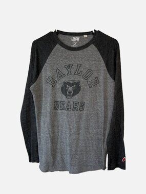 League Baylor Bears Long Sleeve Shirt Womens Large Gray Raglan Graphic Tee NCAA
